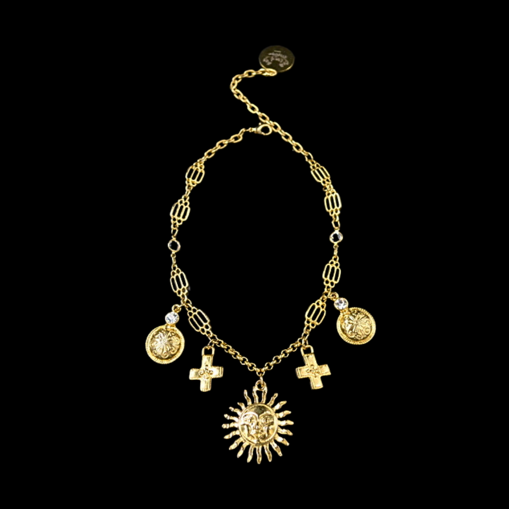 gold sun charm necklace