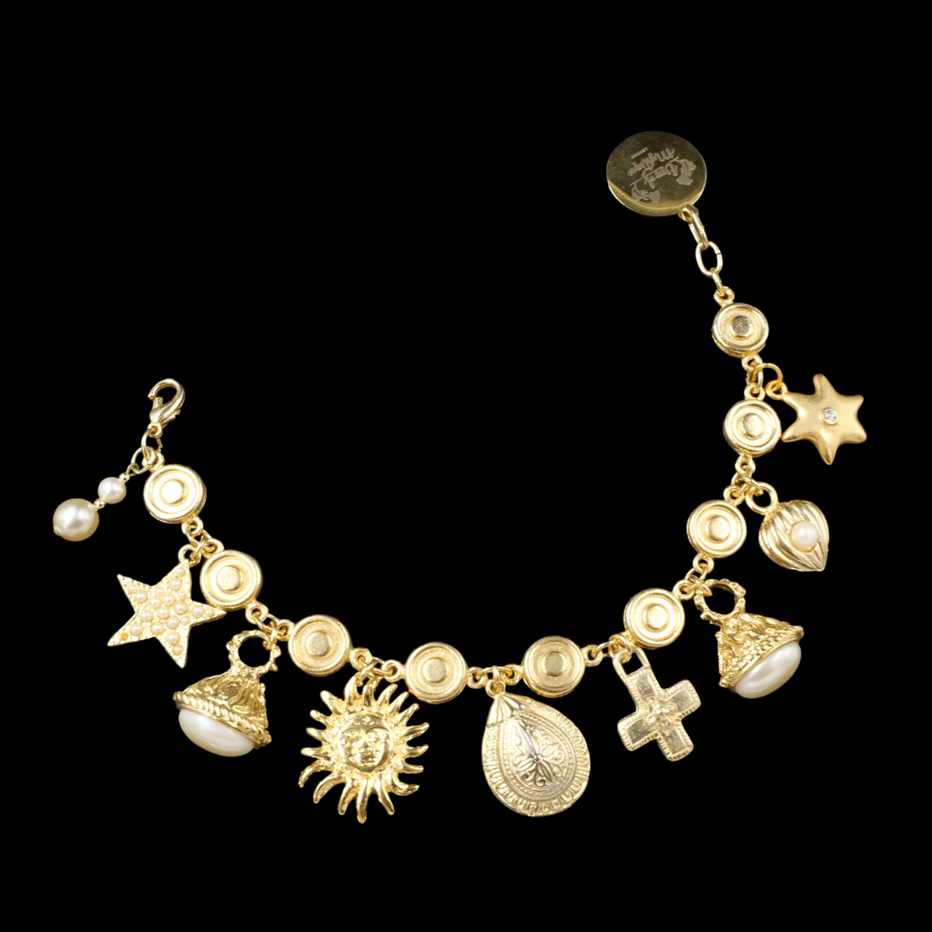 gold charm bracelet vintage