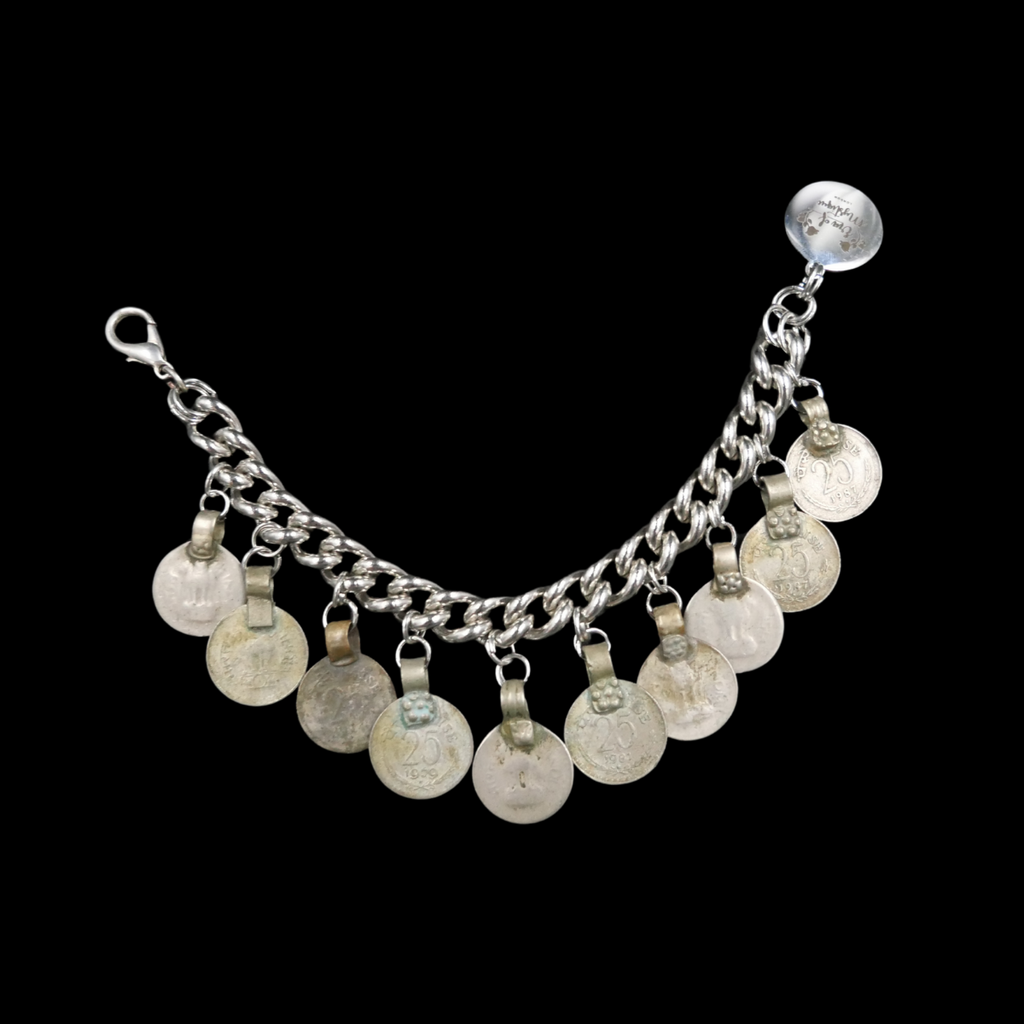 Chunky coin charm bracelet
